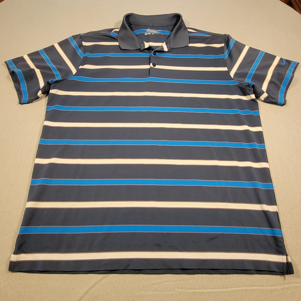 Nike Golf Tour Performance Polo Shirt Dri-FIT Striped Men's Size XL‎ Sleeve Logo